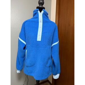 Blue Fleece Quarter Zip Pullover Sweatshirt Women's Athletic Casual